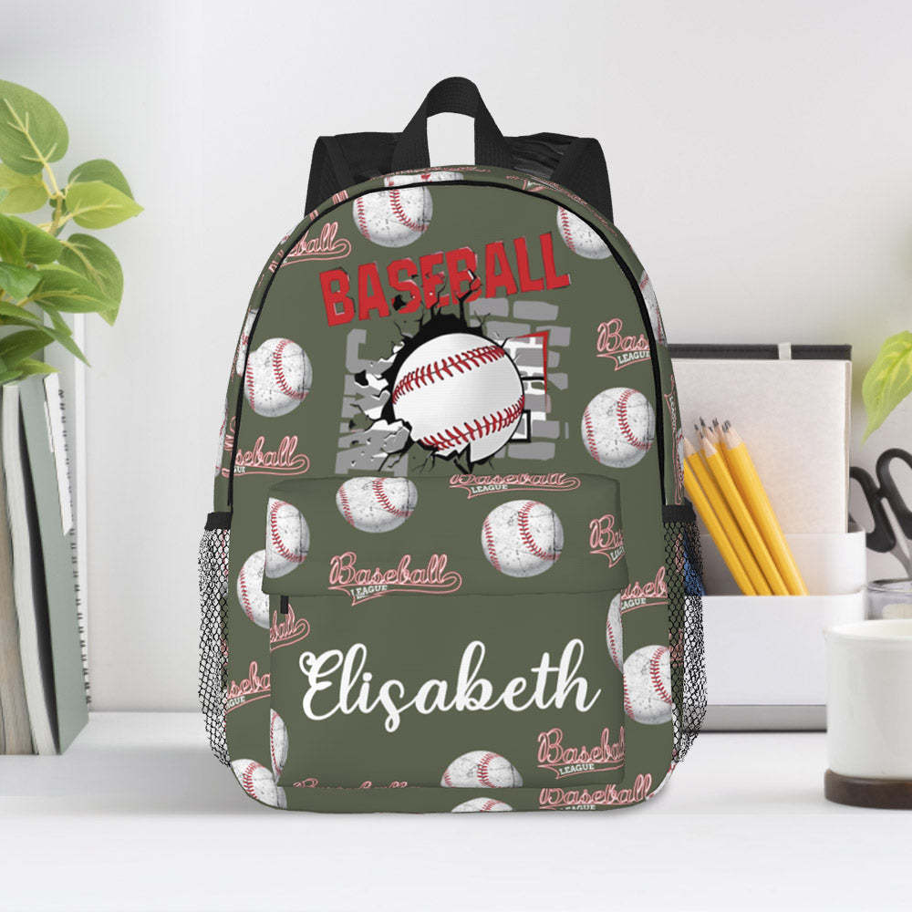 Custom Name Backpack Personalised Baseball School Bag for Kids - Get Photo Blanket