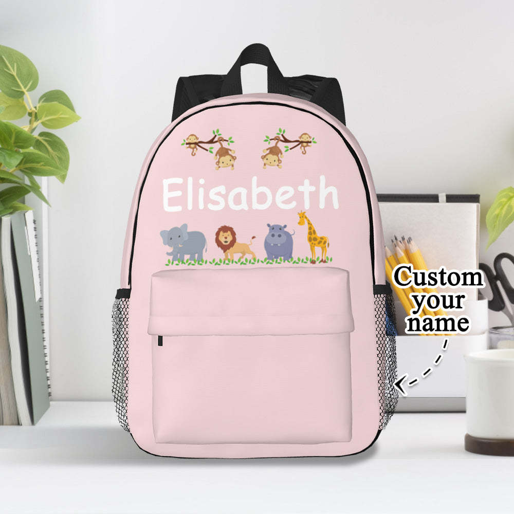 Custom Name Backpack Personalised Cute Animals School Bag for Kids - Get Photo Blanket