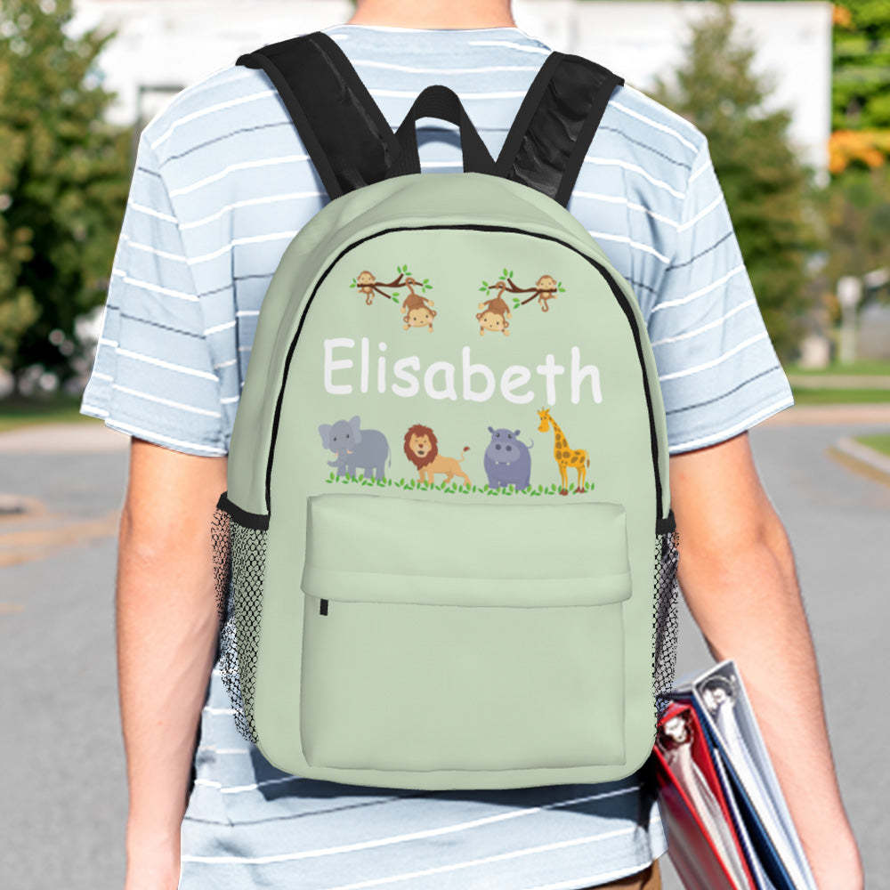 Custom Name Backpack Personalised Cute Animals School Bag for Kids - Get Photo Blanket