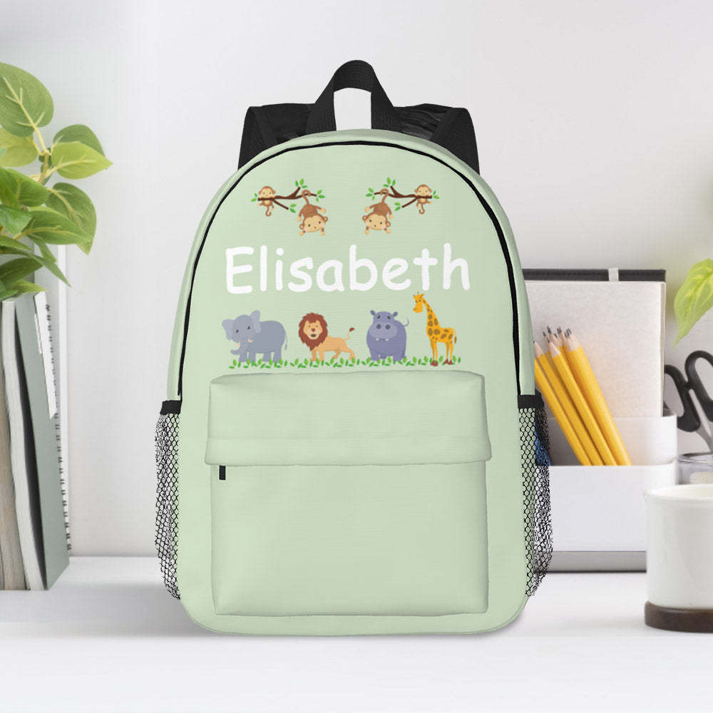 Custom Name Backpack Personalised Cute Animals School Bag for Kids - Get Photo Blanket