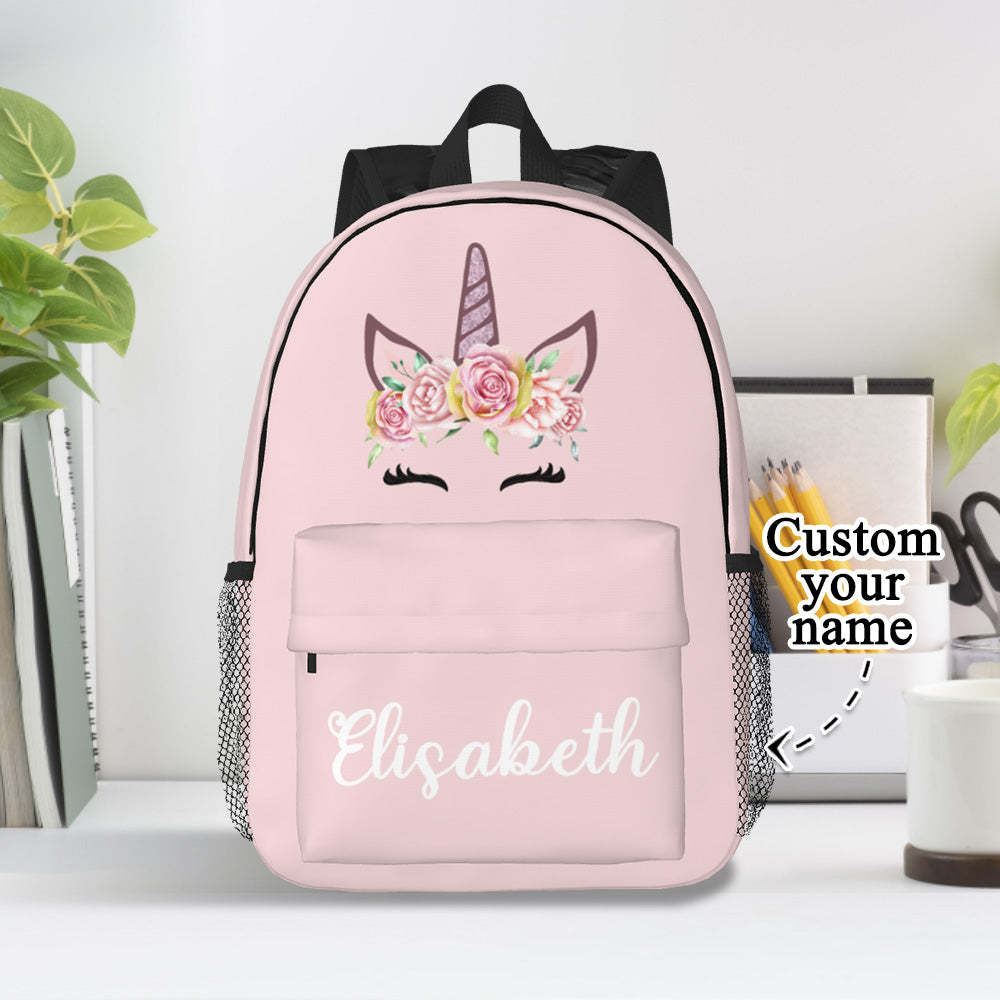 Custom Name Backpack Personalised Unicorn School Bag for Kids - Get Photo Blanket