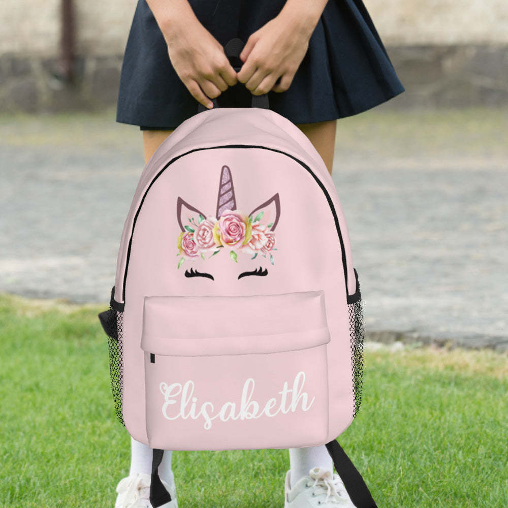 Custom Name Backpack Personalised Unicorn School Bag for Kids - Get Photo Blanket