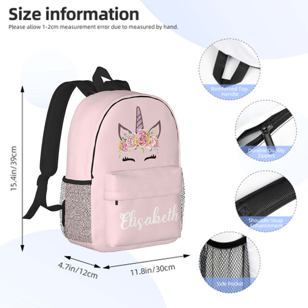 Custom Name Backpack Personalised Unicorn School Bag for Kids - Get Photo Blanket