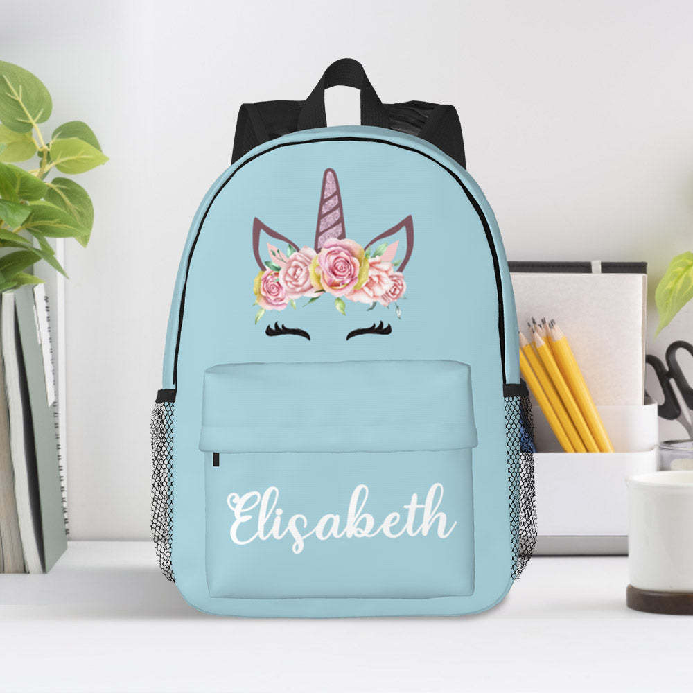 Custom Name Backpack Personalised Unicorn School Bag for Kids - Get Photo Blanket