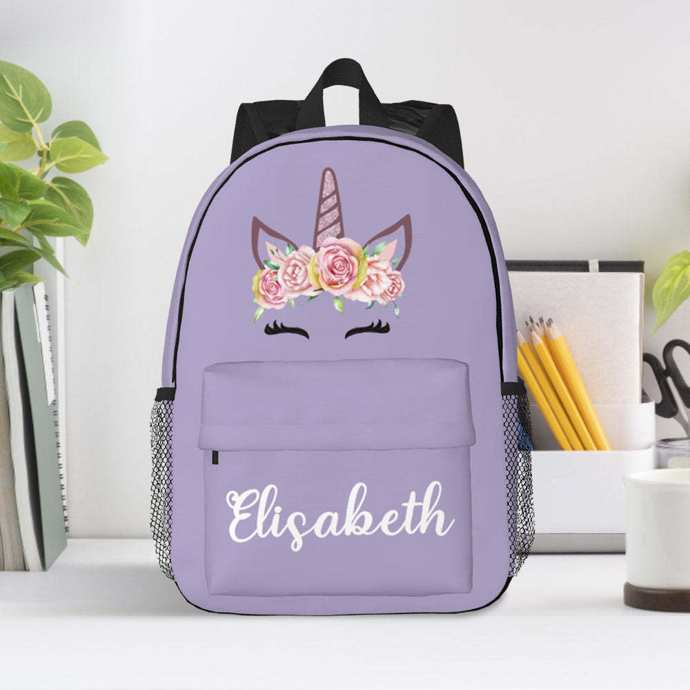 Custom Name Backpack Personalised Unicorn School Bag for Kids - Get Photo Blanket