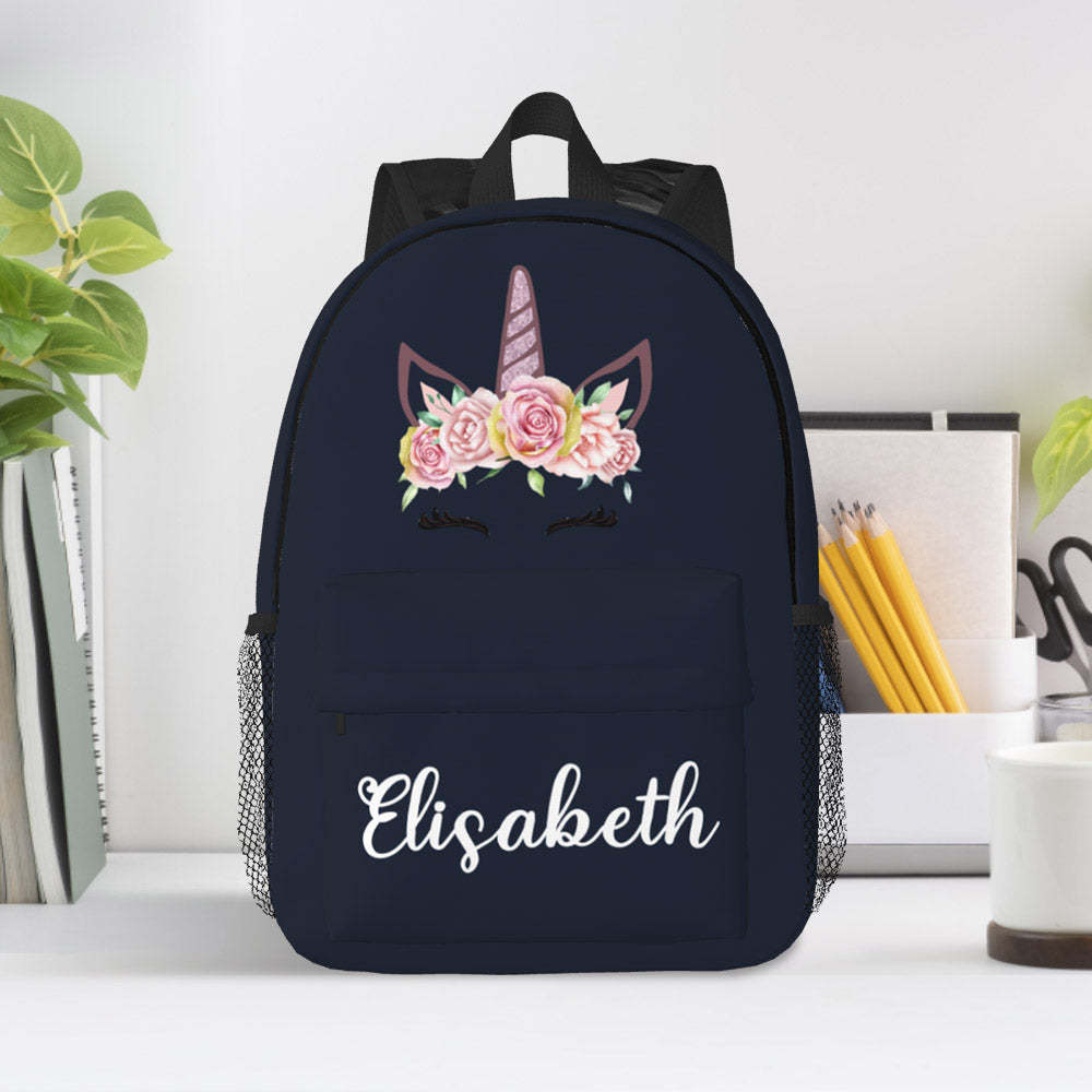 Custom Name Backpack Personalised Unicorn School Bag for Kids - Get Photo Blanket