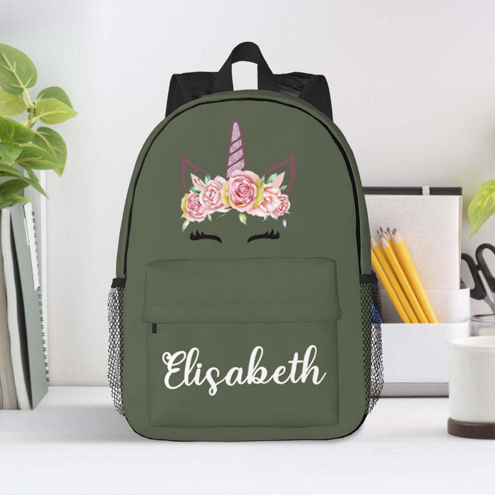Custom Name Backpack Personalised Unicorn School Bag for Kids - Get Photo Blanket