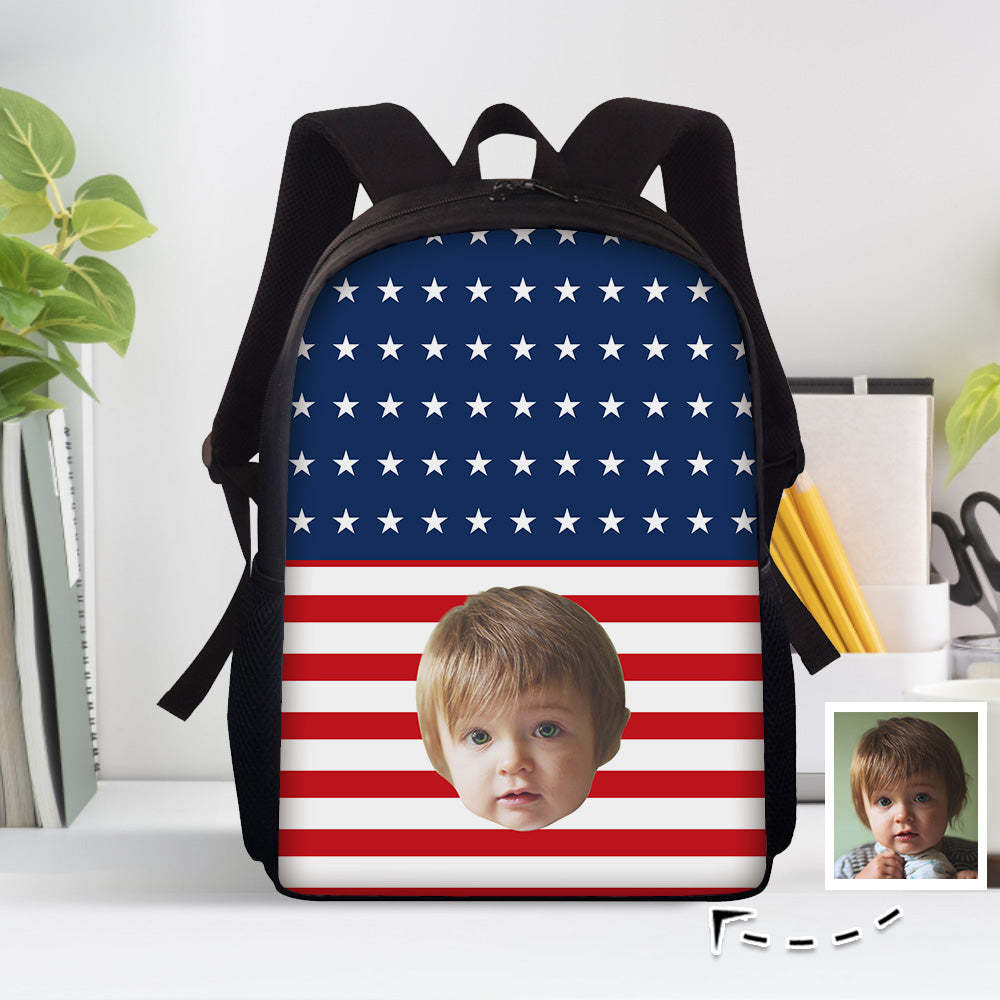 Custom Face Backpack Personalised Flag School Bag for Students - Get Photo Blanket