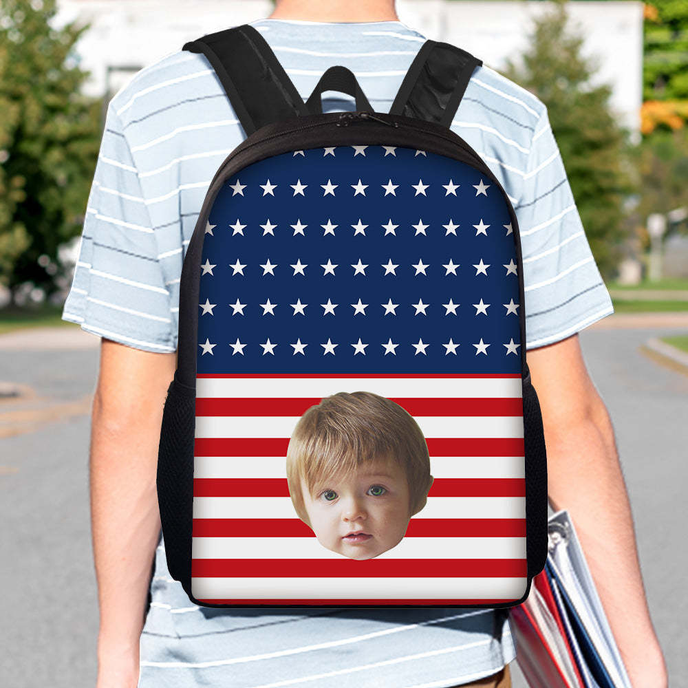 Custom Face Backpack Personalised Flag School Bag for Students - Get Photo Blanket