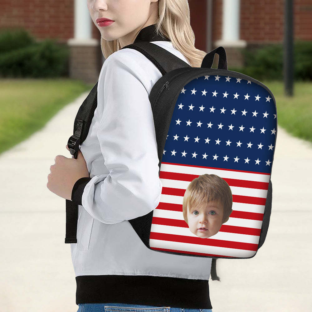 Custom Face Backpack Personalised Flag School Bag for Students - Get Photo Blanket