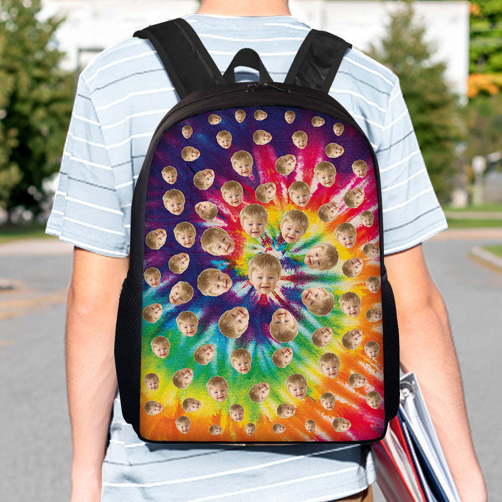 Custom Face Backpack Personalised Multicolor School Bag - Get Photo Blanket