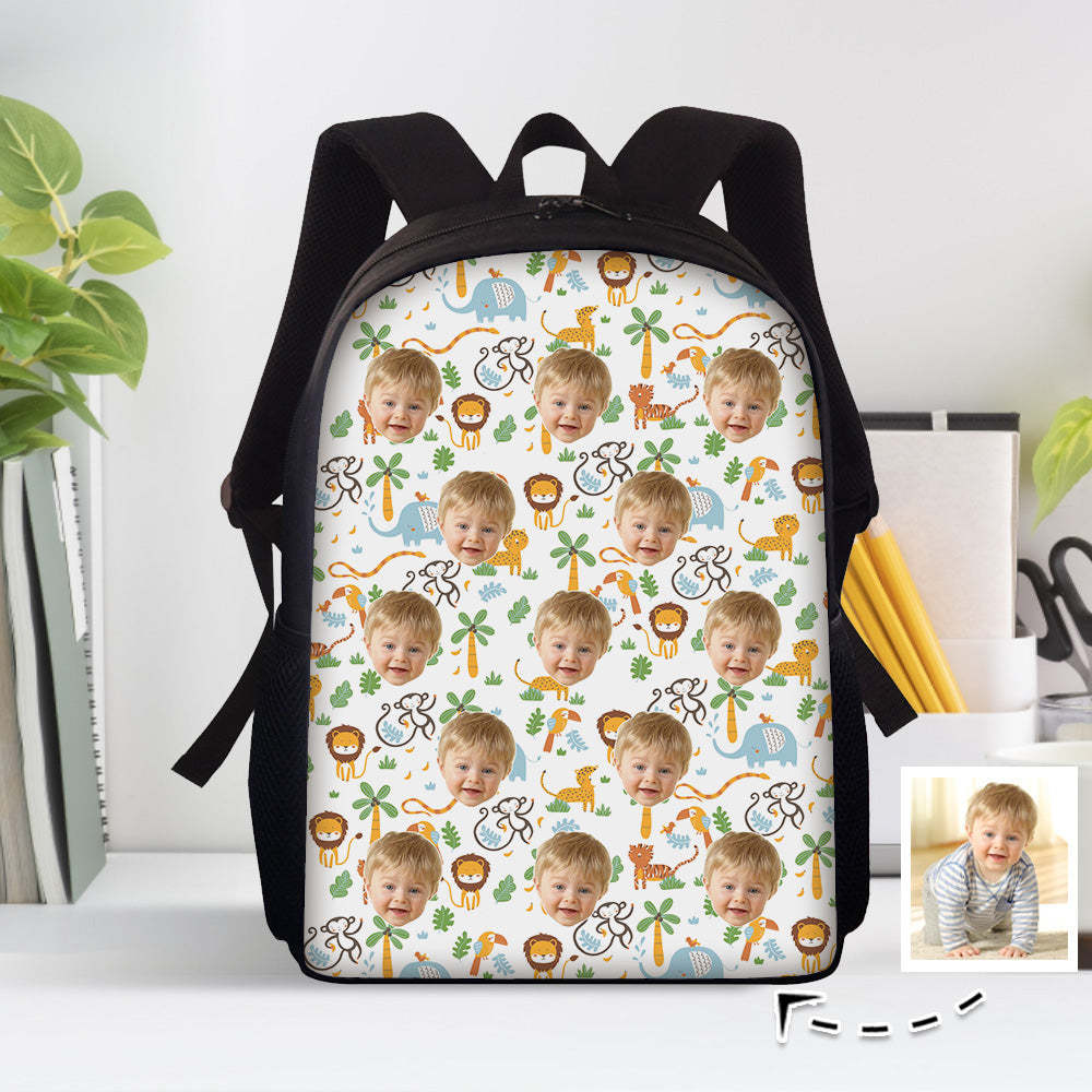 Custom Face Backpack Personalised Animal School Bag for Kids - Get Photo Blanket