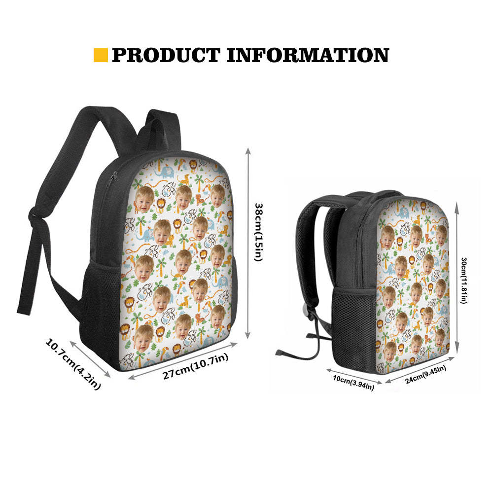 Custom Face Backpack Personalised Animal School Bag for Kids - Get Photo Blanket