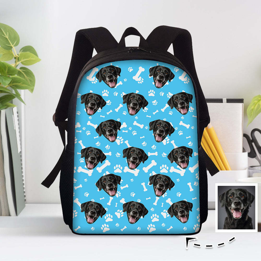 Custom Face Backpack Personalised Pet Paw Prints School Bag - Get Photo Blanket