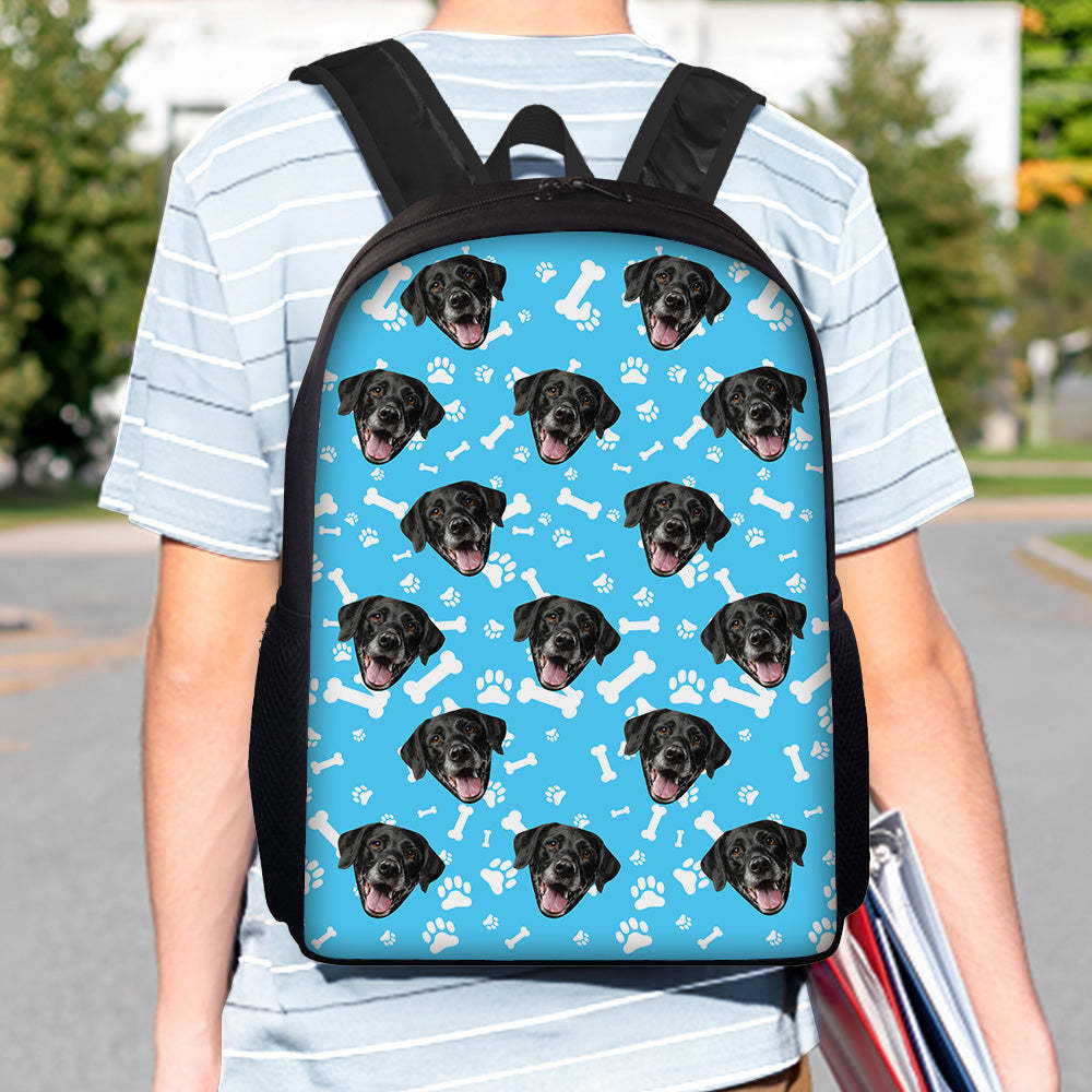 Custom Face Backpack Personalised Pet Paw Prints School Bag - Get Photo Blanket