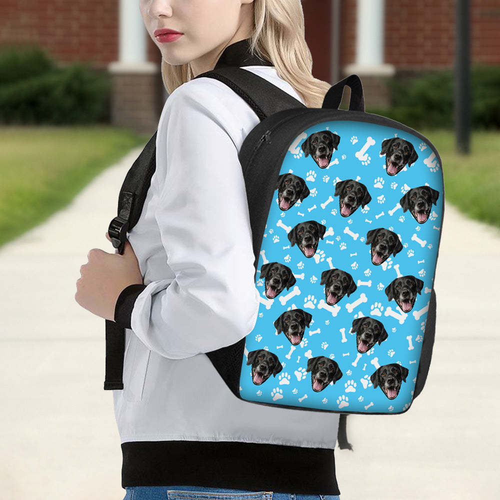 Custom Face Backpack Personalised Pet Paw Prints School Bag - Get Photo Blanket