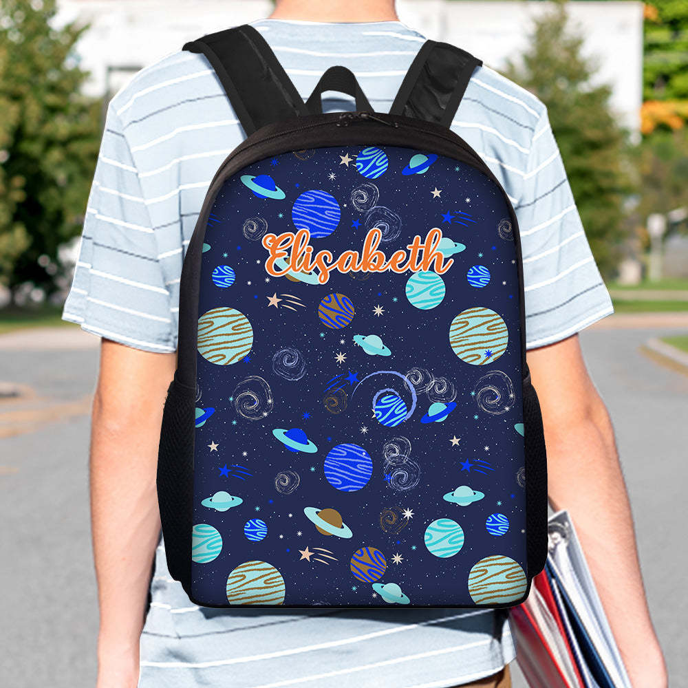 Custom Name Backpack Personalised Planet School Bag for Kids - Get Photo Blanket