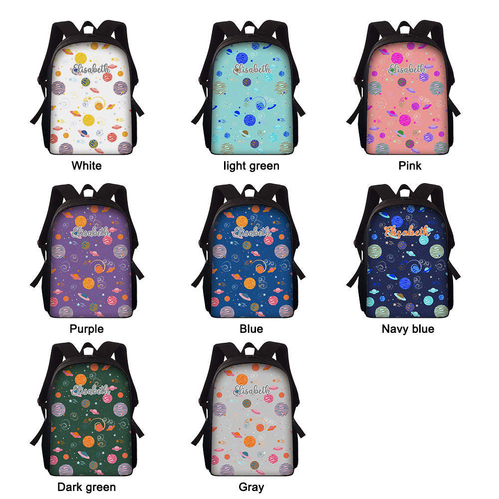 Custom Name Backpack Personalised Planet School Bag for Kids - Get Photo Blanket