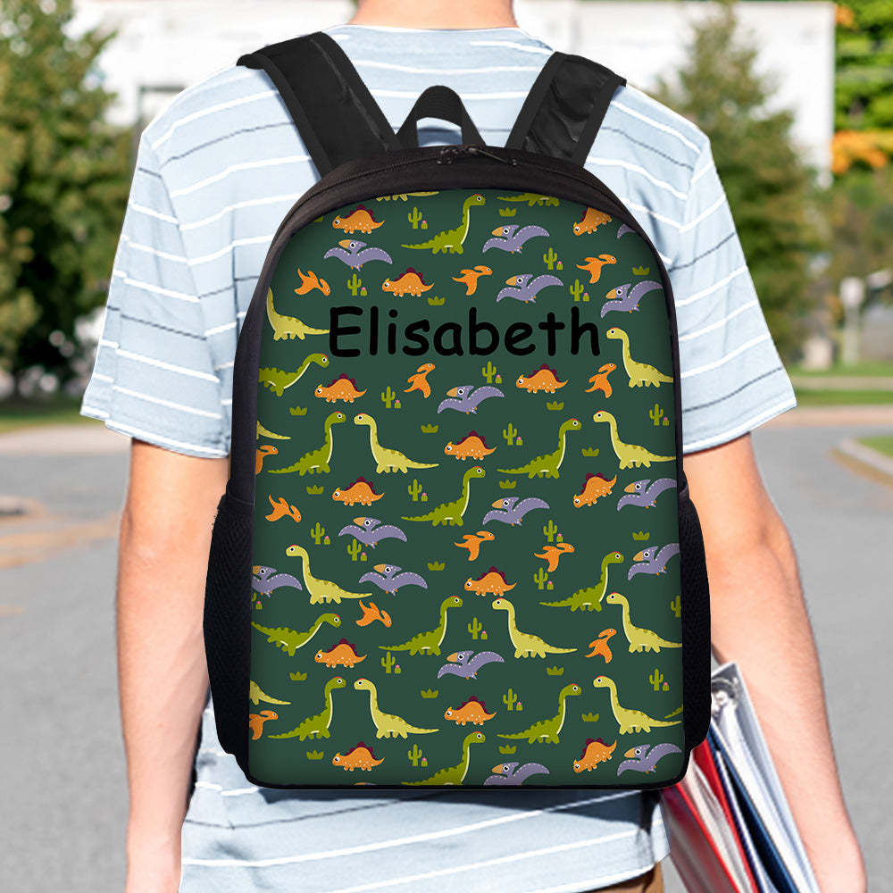 Custom Name Backpack Personalised Dinosaur School Bag for Boys Girls - Get Photo Blanket