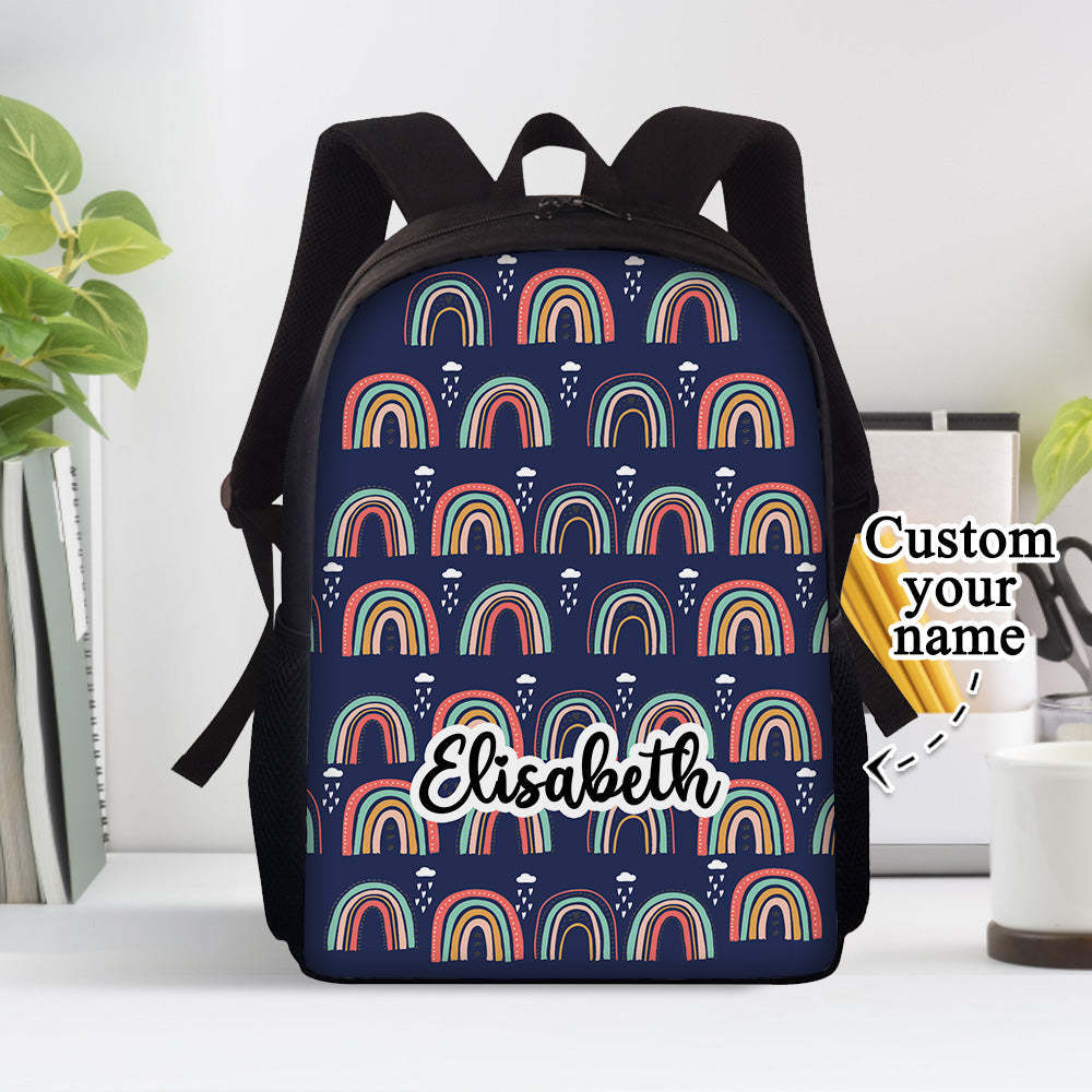 Custom Name Backpack Personalised Rainbow School Bag for Boys Girls - Get Photo Blanket