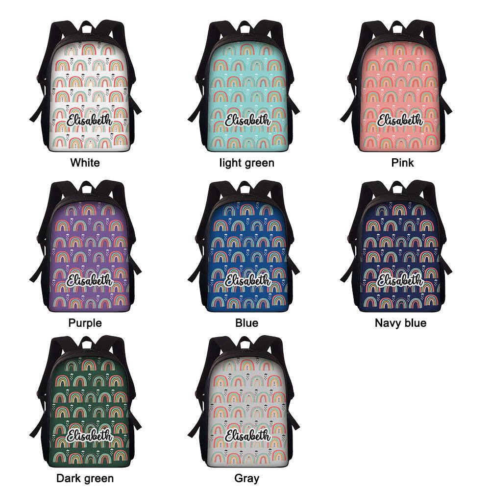 Custom Name Backpack Personalised Rainbow School Bag for Boys Girls - Get Photo Blanket