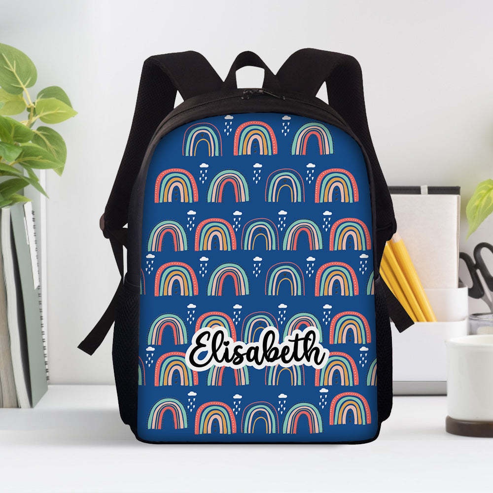 Custom Name Backpack Personalised Rainbow School Bag for Boys Girls - Get Photo Blanket