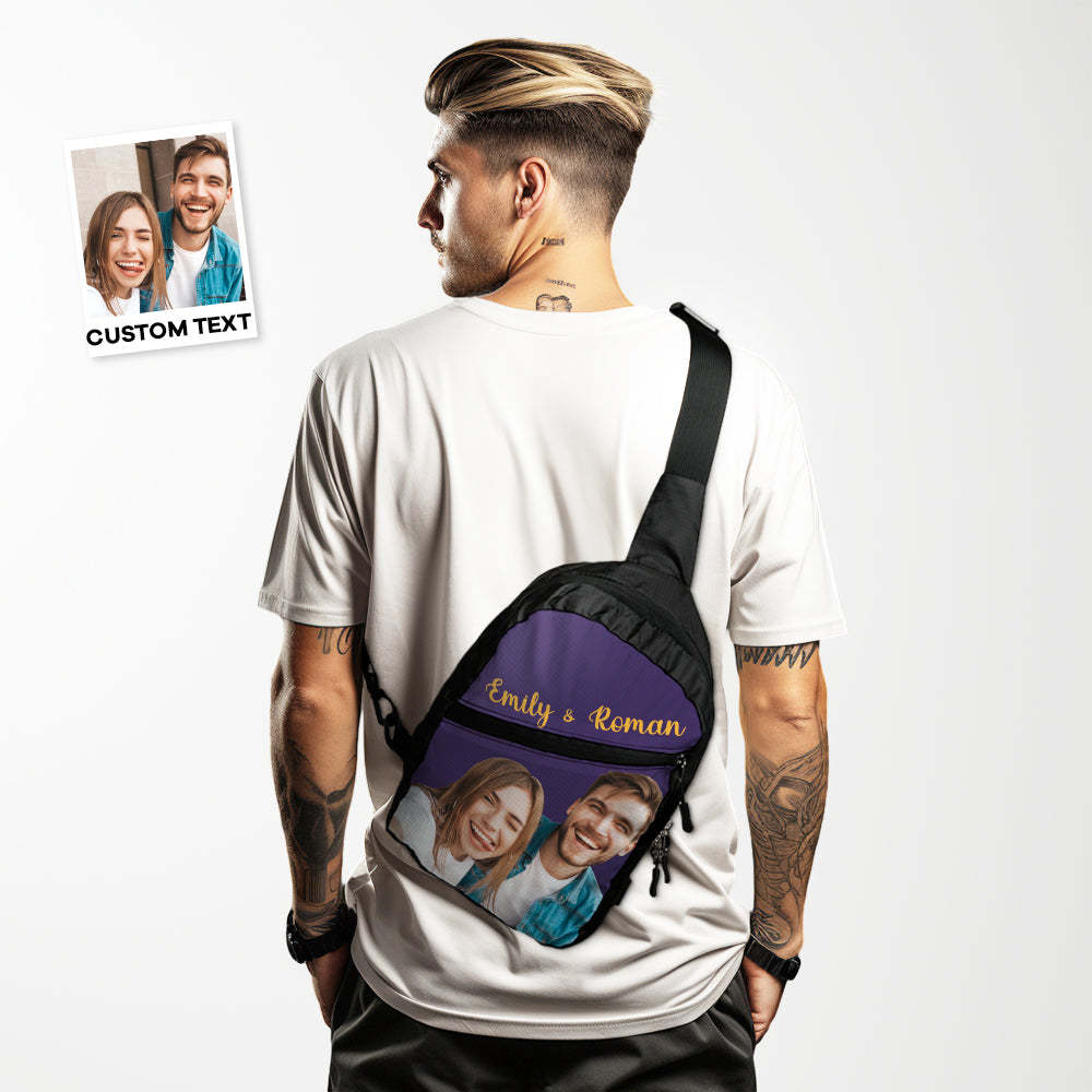 Custom Photo Functional Men Chest Bag Streetwear Bag Personalized Text Women Black Belt Bag Shoulder Crossbody Bag - Get Photo Blanket