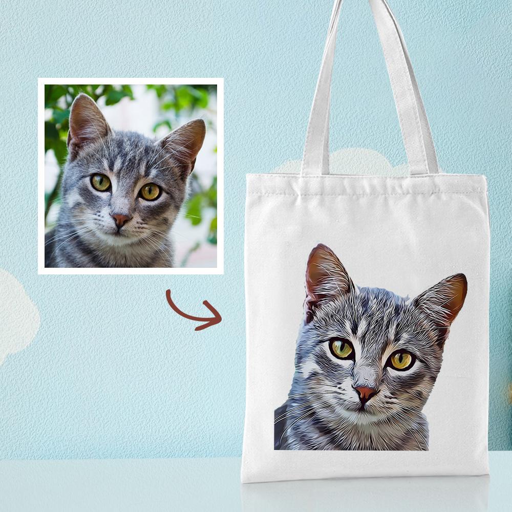 Custom Pet Portrait Canvas Tote Bag Personalized Canvas Bags DIY Gift - Get Photo Blanket