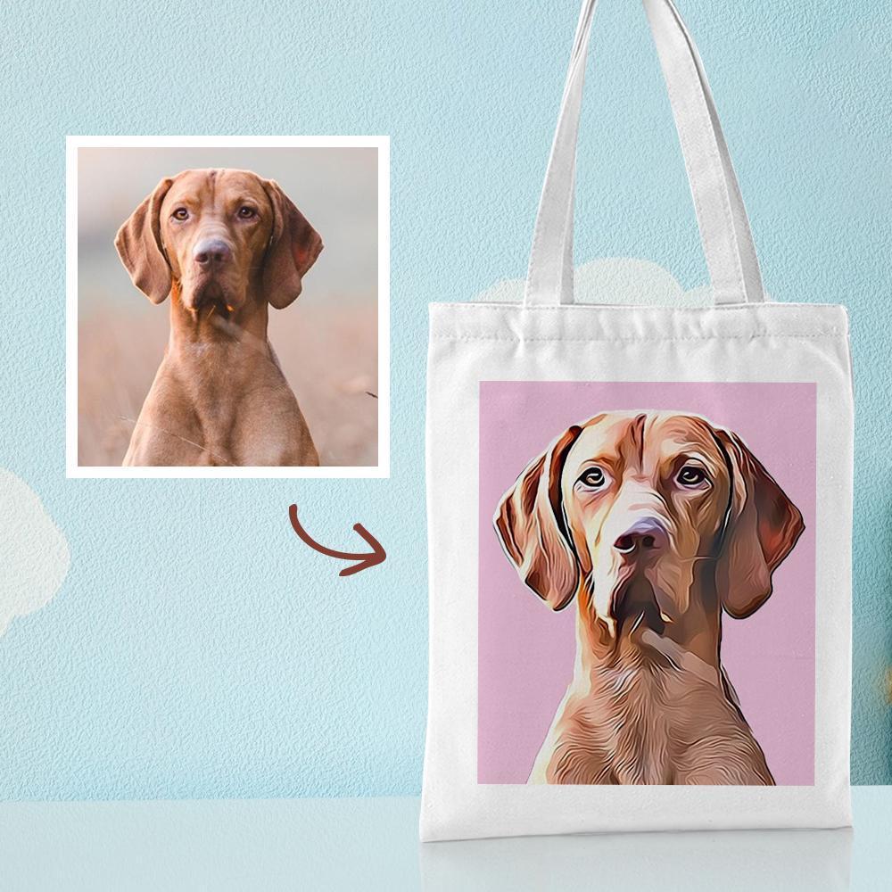 Custom Pet Portrait Canvas Tote Bag Personalized Canvas Bags DIY Gift - Get Photo Blanket