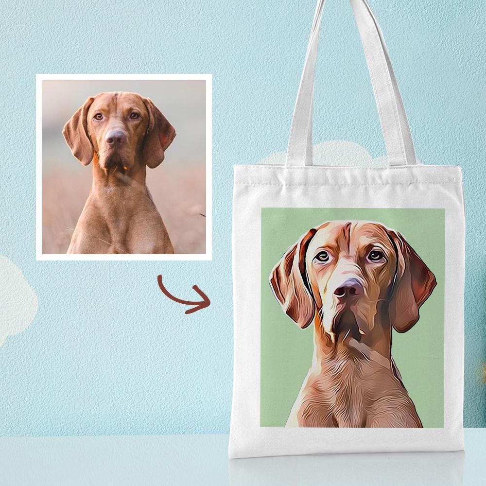 Custom Pet Portrait Canvas Tote Bag Personalized Canvas Bags DIY Gift - Get Photo Blanket