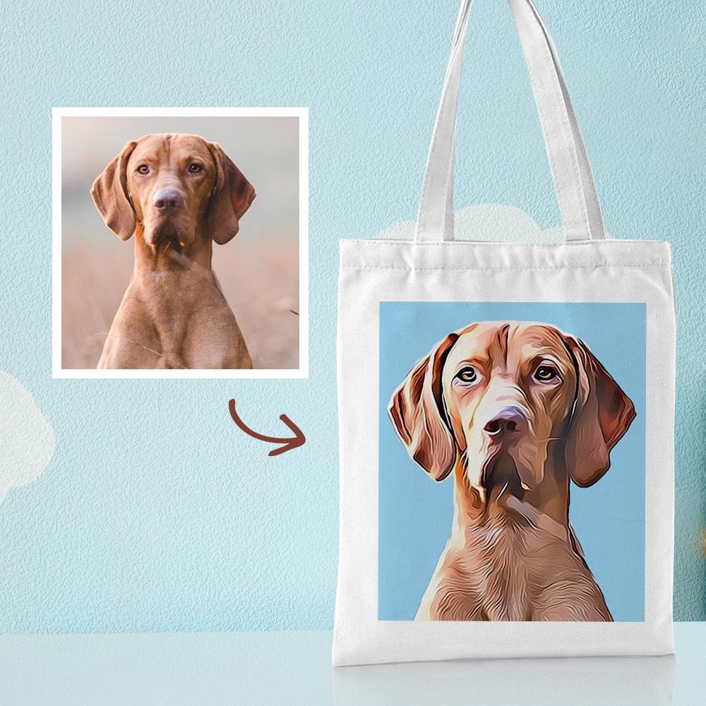 Custom Pet Portrait Canvas Tote Bag Personalized Canvas Bags DIY Gift - Get Photo Blanket