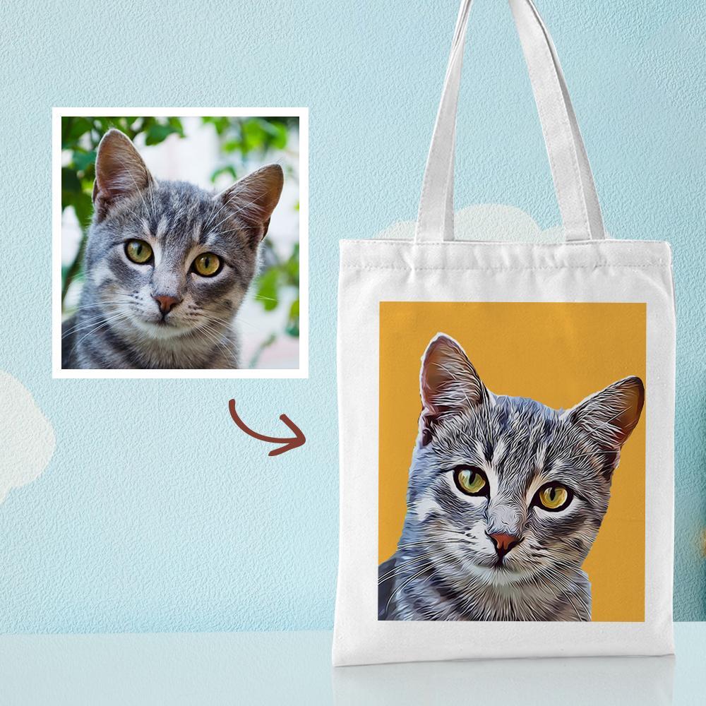 Custom Pet Portrait Canvas Tote Bag Personalized Canvas Bags DIY Gift - Get Photo Blanket