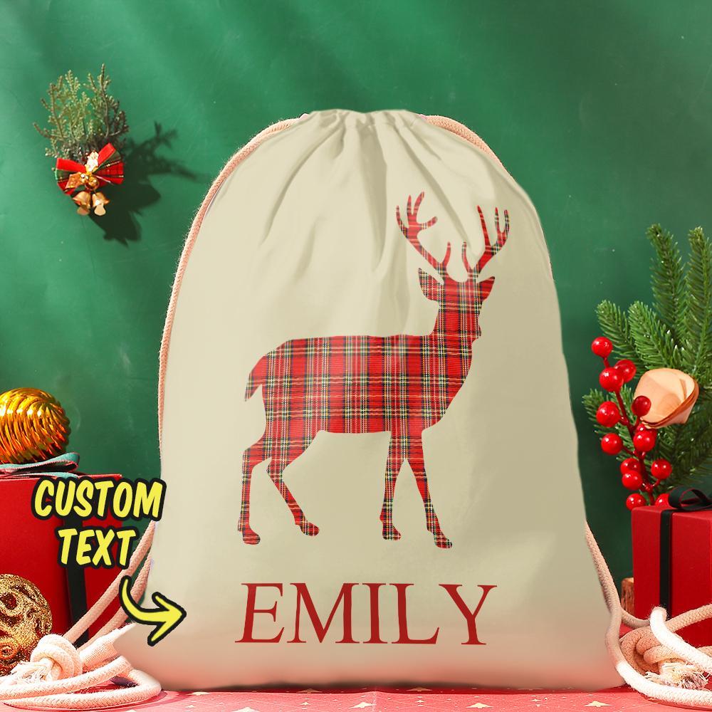 Custom Engraved Bag Tartan Stag Christmas Santa Sack Present Sack for Kids - Get Photo Blanket