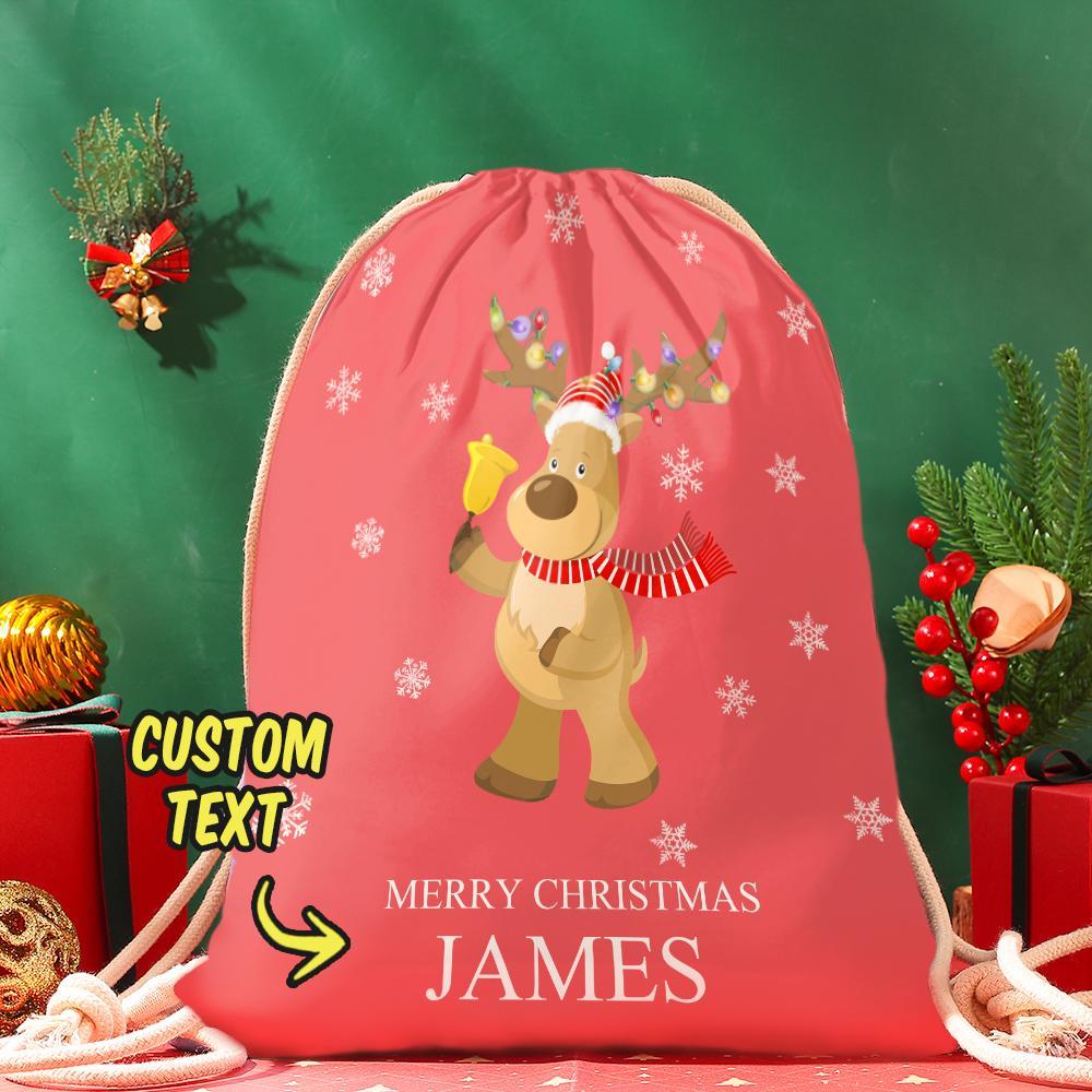 Custom Engraved Bag Cute Elk Christmas Sack Festive Gift for Boys & Girls - Get Photo Blanket