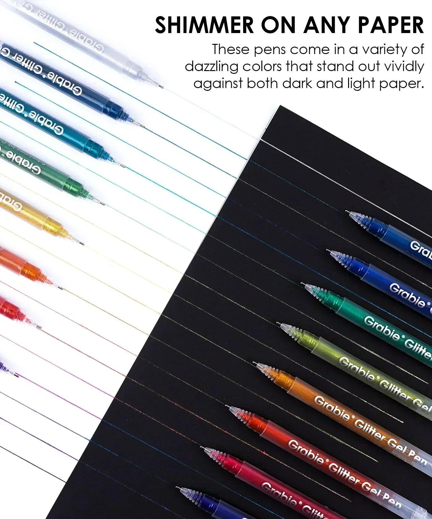 Jumbo Iridescent Glitter Gel Ink Pen Set Unleash your creativity with this high-capacity set for writing and coloring