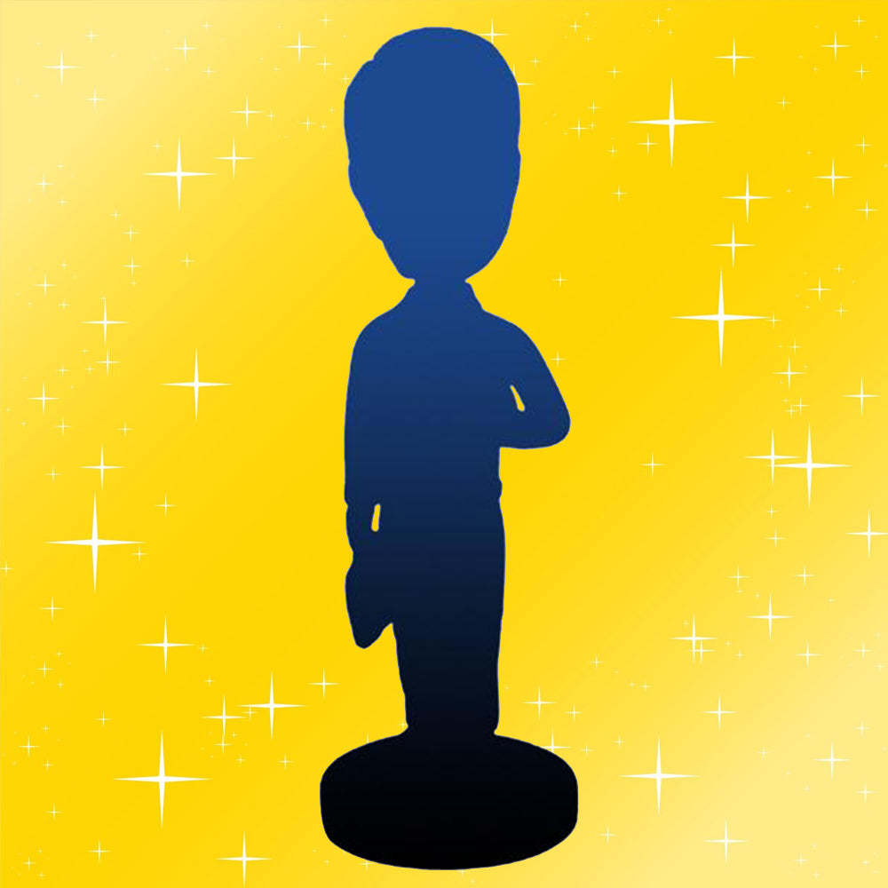 Fully Body Customizable 1 Person Custom Bobbleheads With Engraved Text - Get Photo Blanket