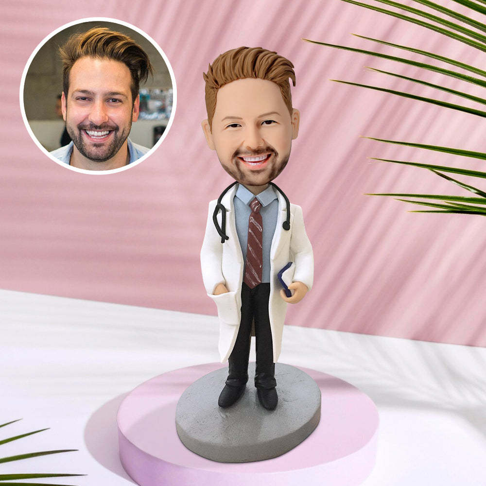 Cool Doctor With Stethoscope Custom Bobblehead - Get Photo Blanket