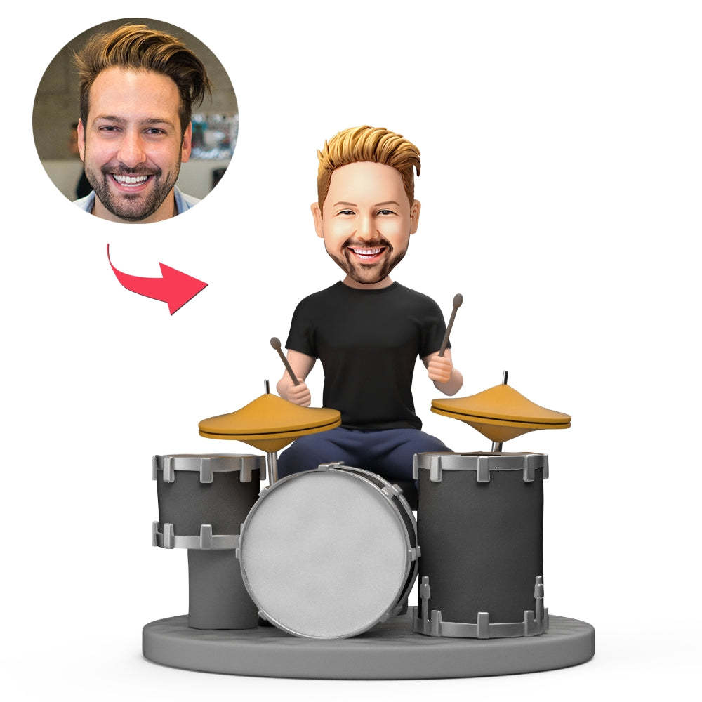 Custom Bobblehead Drum Player/Enthusiast Custom Band Drummer Bobblehead - Get Photo Blanket