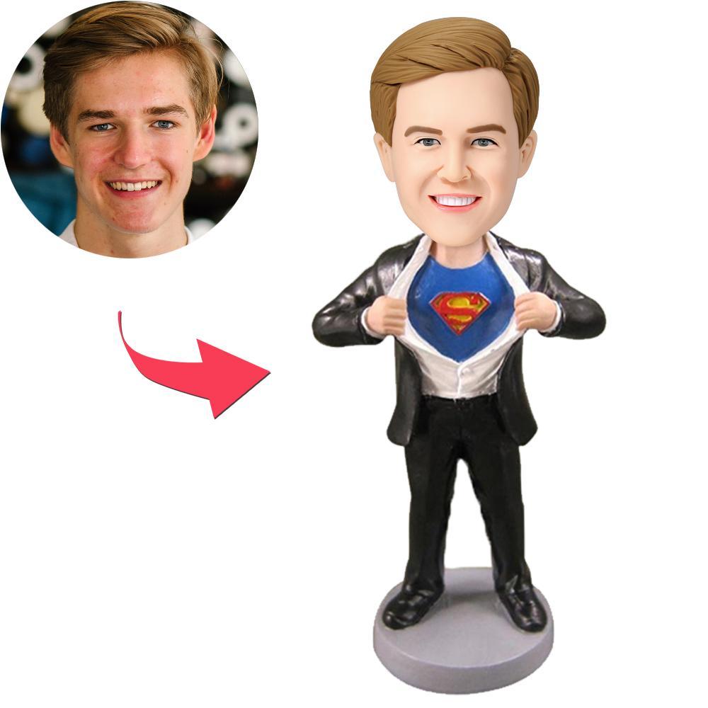 Superman Strip -  Custom Bobblehead With Engraved Text - Get Photo Blanket