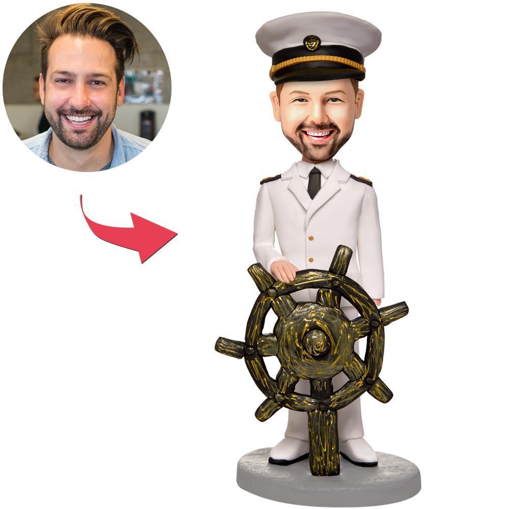 The Captain And His Rudder Custom Bobbleheads With Engraved Text Personalized Dad Gifts - Get Photo Blanket