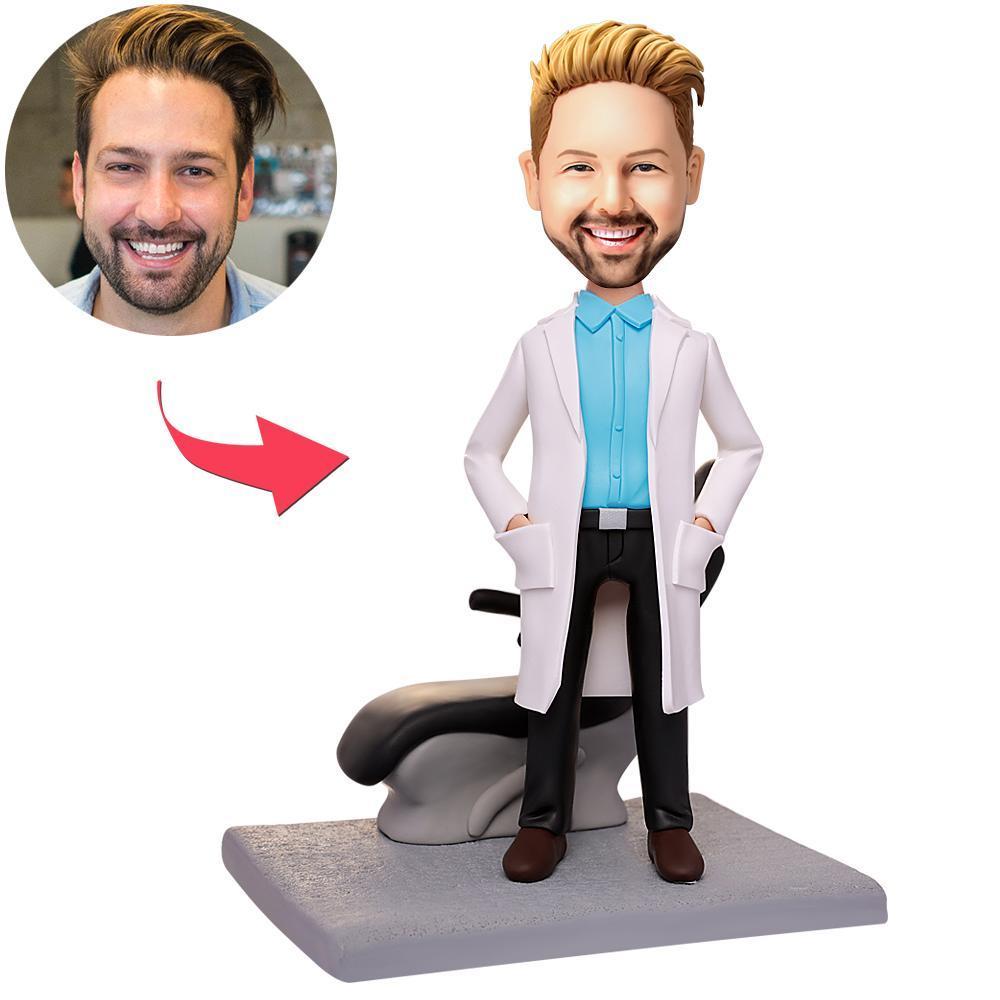 Male Dentist And Chair Custom Bobbleheads With Engraved Text - Get Photo Blanket