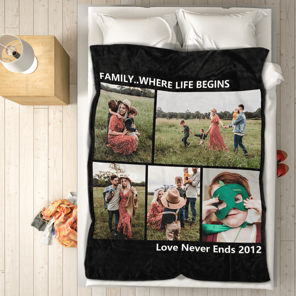 Personalized Photo Blankets Custom Family Love Blanket With 5 Photos Make Your Own Blankets