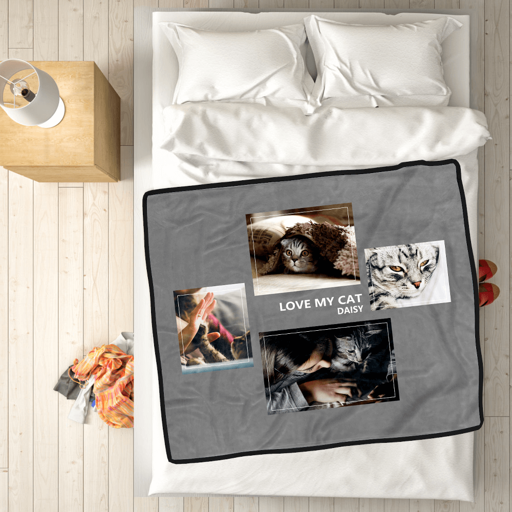 Custom Dog Blankets Personalized Pet Photo Blankets Custom Collage Blankets with 4 Photos