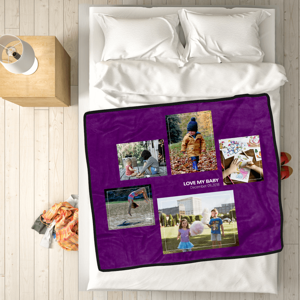 Photo Blanket Personalized Gift Personalized Memory Blankets Custom Collage Blankets With 5 Photos