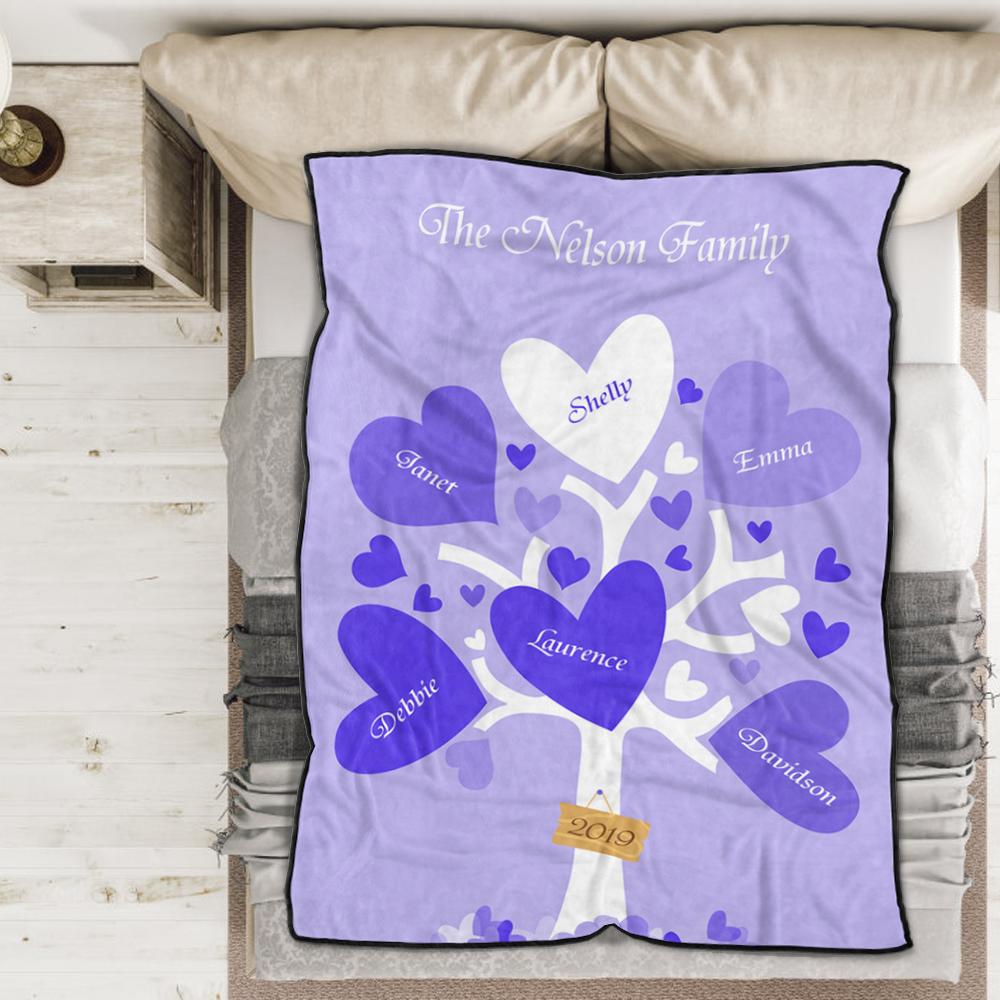 Custom Blankets Personalized Name Blanket Leaves of Love Family Tree Personalized Gift