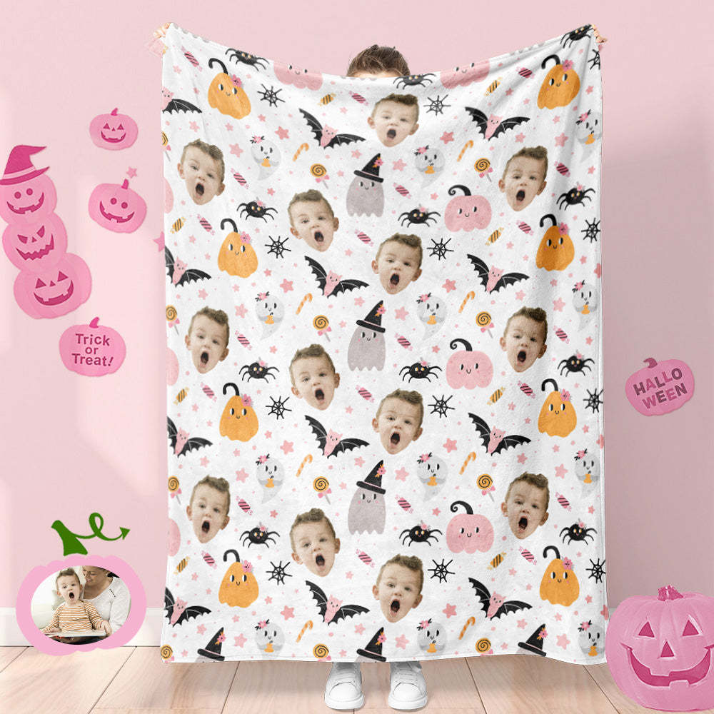 Custom Photo Blanket Halloween Decorative Bat Ghost Blanket For Kids - Get Photo Blanket