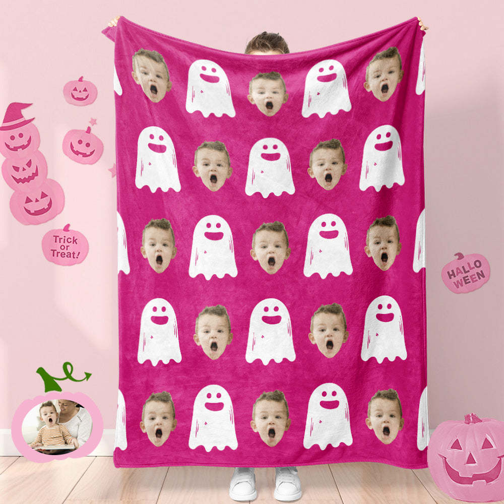 Custom Photo Blanket Halloween Decorative Smile Ghost Blanket For Kids - Get Photo Blanket