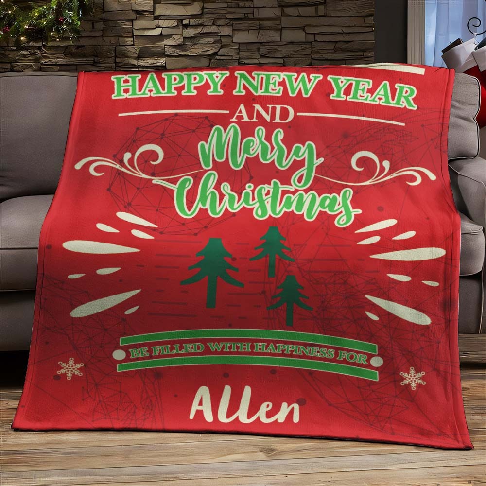 Custom Merry Christmas Text Blanket Unique Gift For Family - Get Photo Blanket