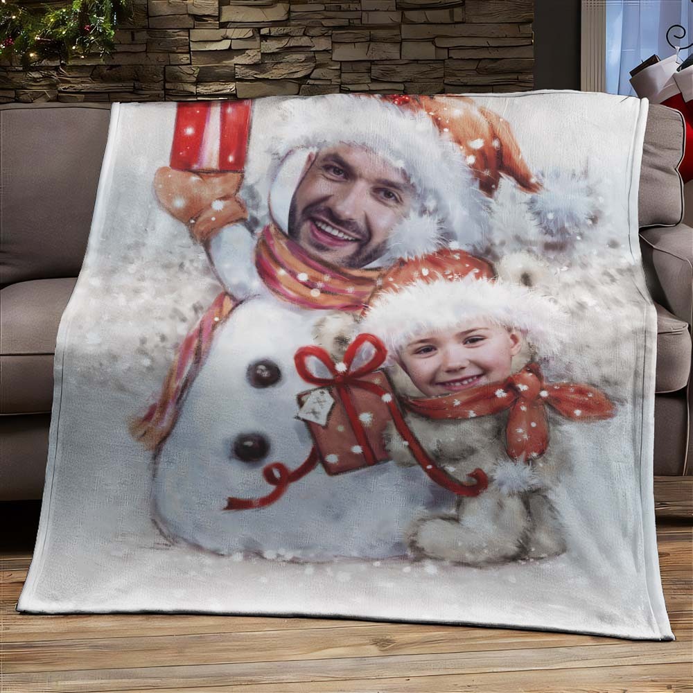 Custom Two Snowmen Photo Blanket The Unique Gift For Kids - Get Photo Blanket