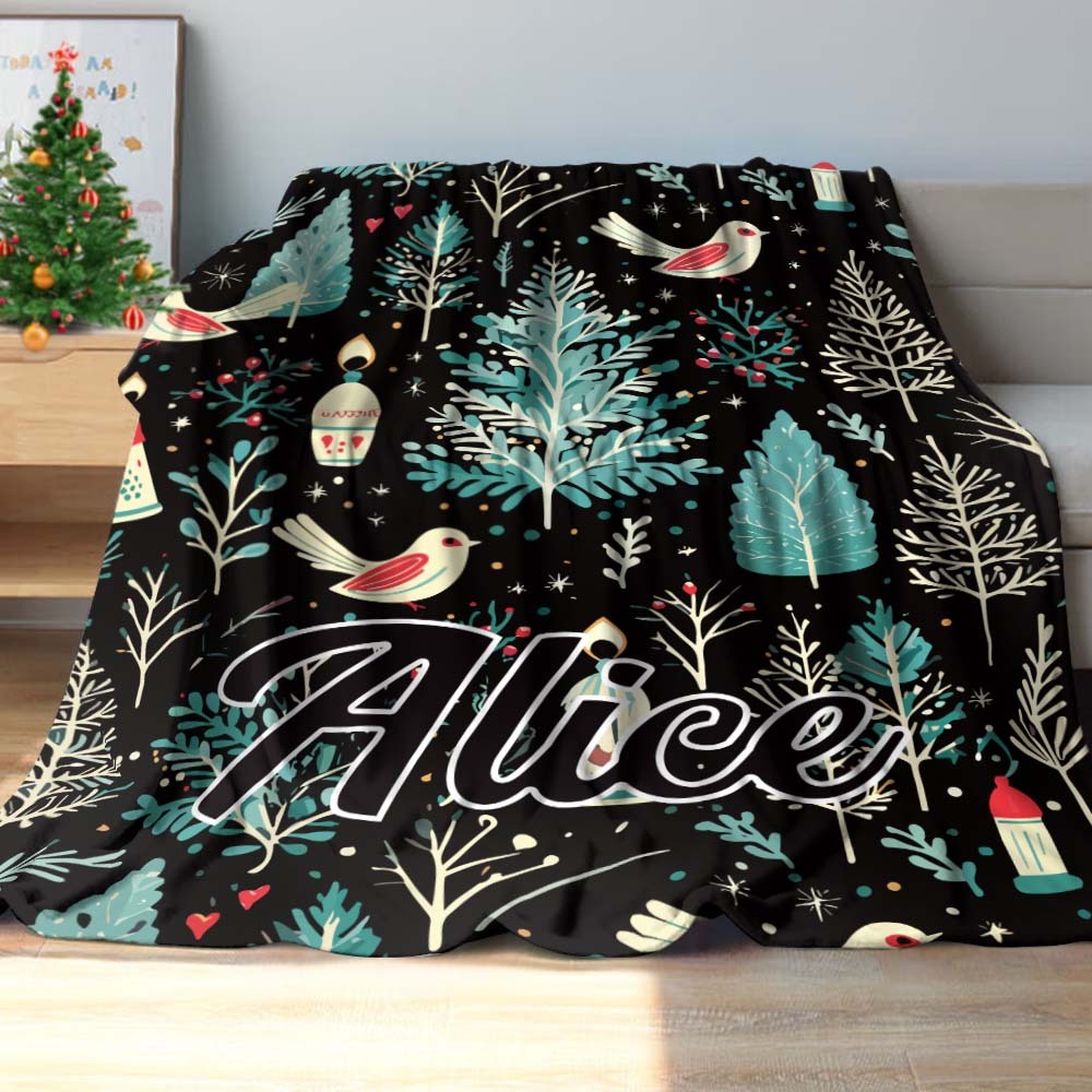 Custom Text Christmas Dark Pattern Blanket Unique Gift For Family - Get Photo Blanket